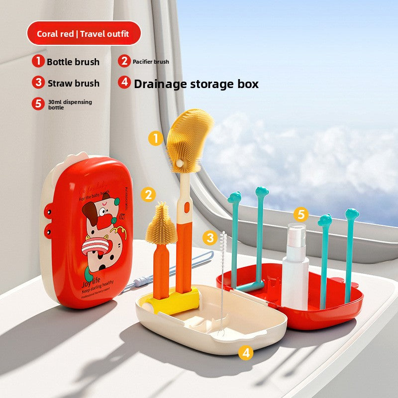 6-Piece Food-Grade Silicone Baby Bottle Cleaning Brush Set