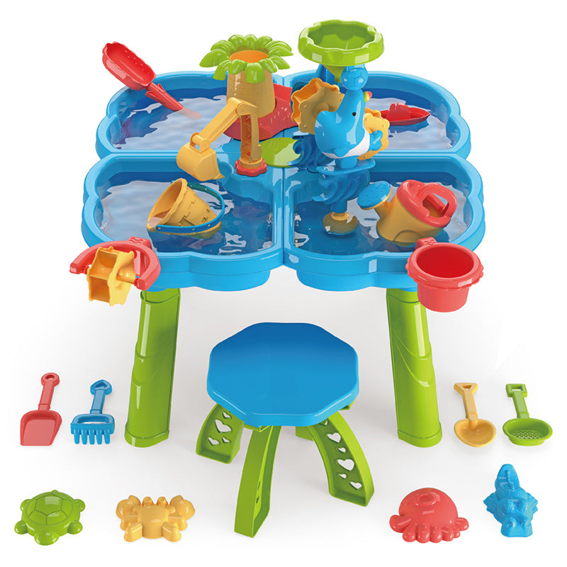 Multifunctional Children Water Sand Play Table with Wheels