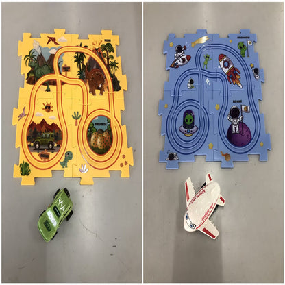 DIY Electric Puzzle Rail Car Set – Creative Track Building STEM Toy for Kids