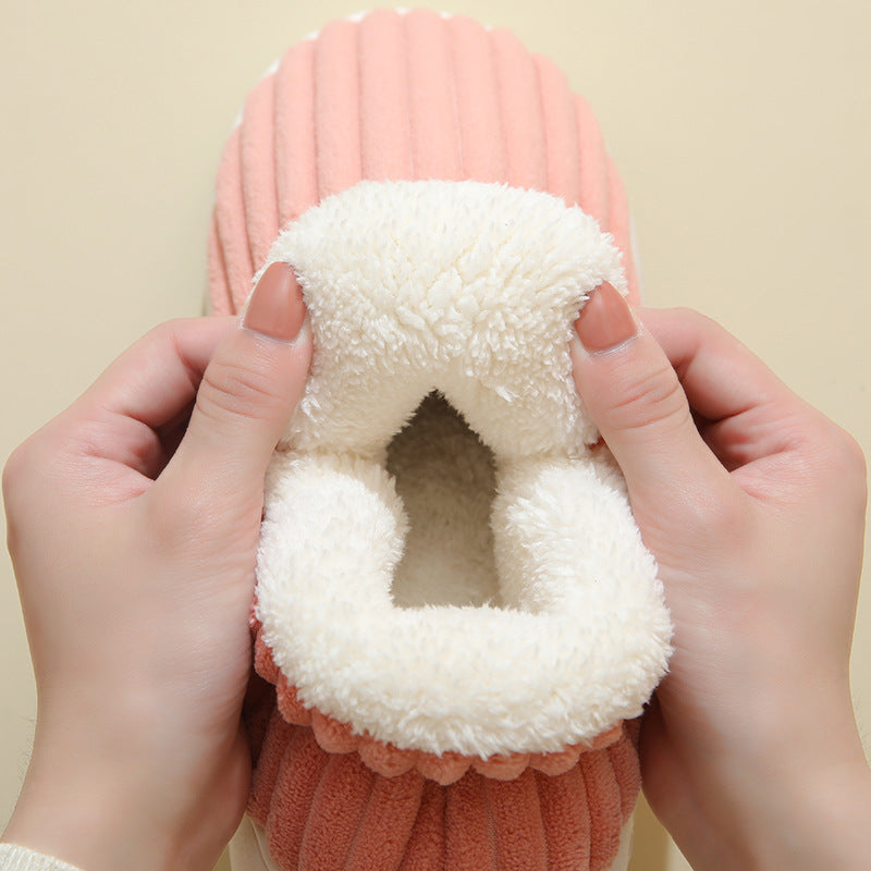 CozyStripe Winter Plush Slippers