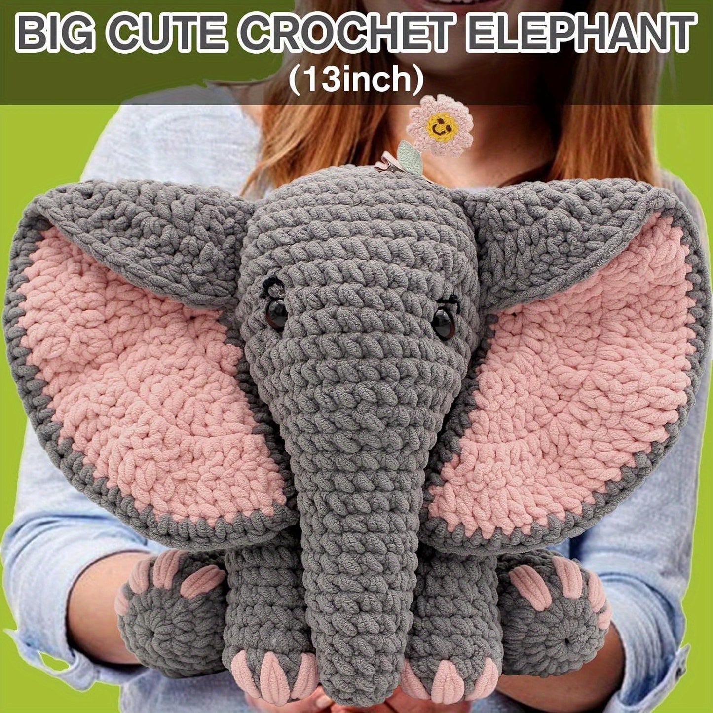 CozyCraft Beginner Crochet Elephant Kit – DIY Animal Amigurumi Set
