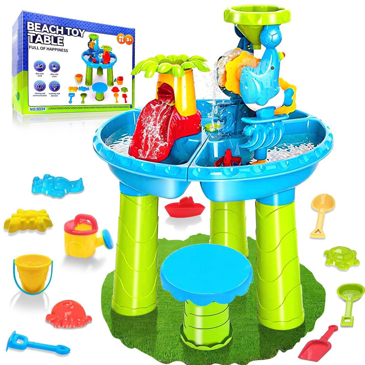 Multifunctional Children Water Sand Play Table with Wheels