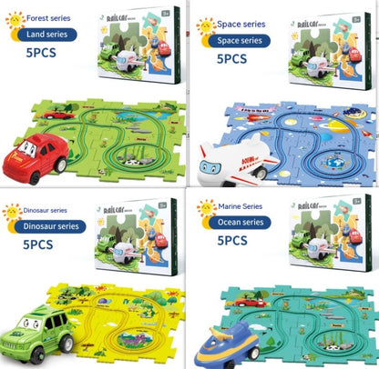 DIY Electric Puzzle Rail Car Set – Creative Track Building STEM Toy for Kids