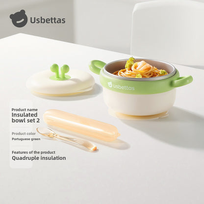 4-Layer Insulated Baby Feeding Bowl Set with Strong Suction Base