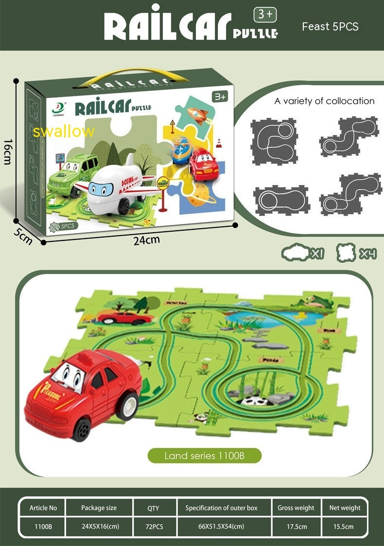 DIY Electric Puzzle Rail Car Set – Creative Track Building STEM Toy for Kids