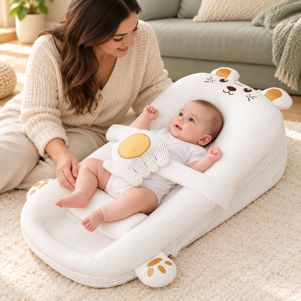Inclined Baby Lounger Bed – Anti-Reflux Feeding & Soothing Support