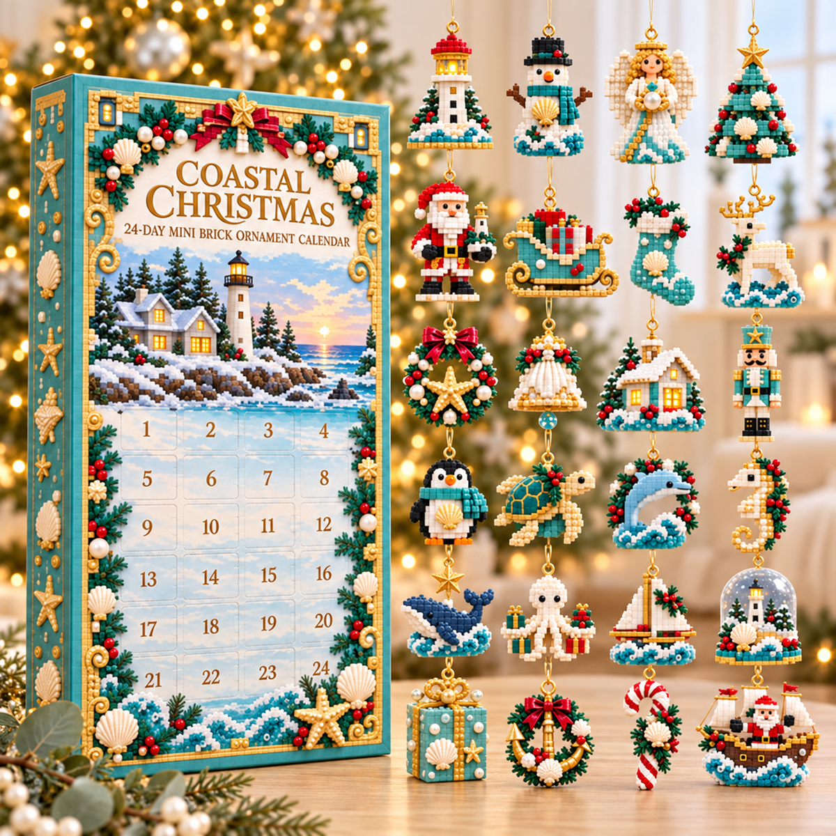 Coastal Christmas Mini Brick Ornament Advent Calendar