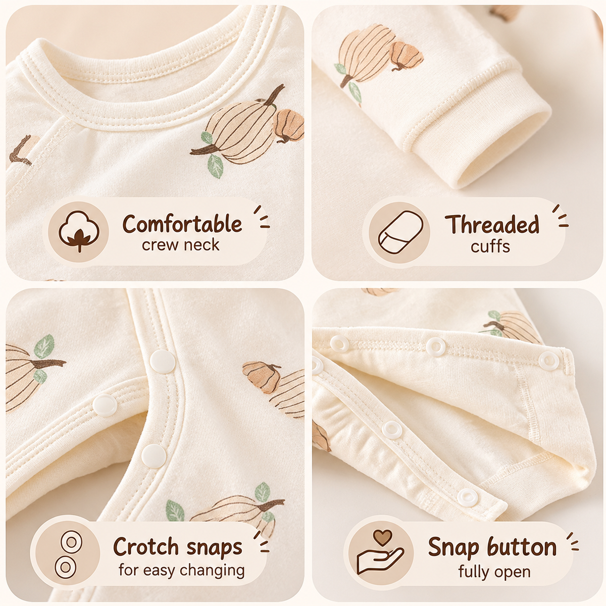 100% Cotton Baby Side-Snap Romper