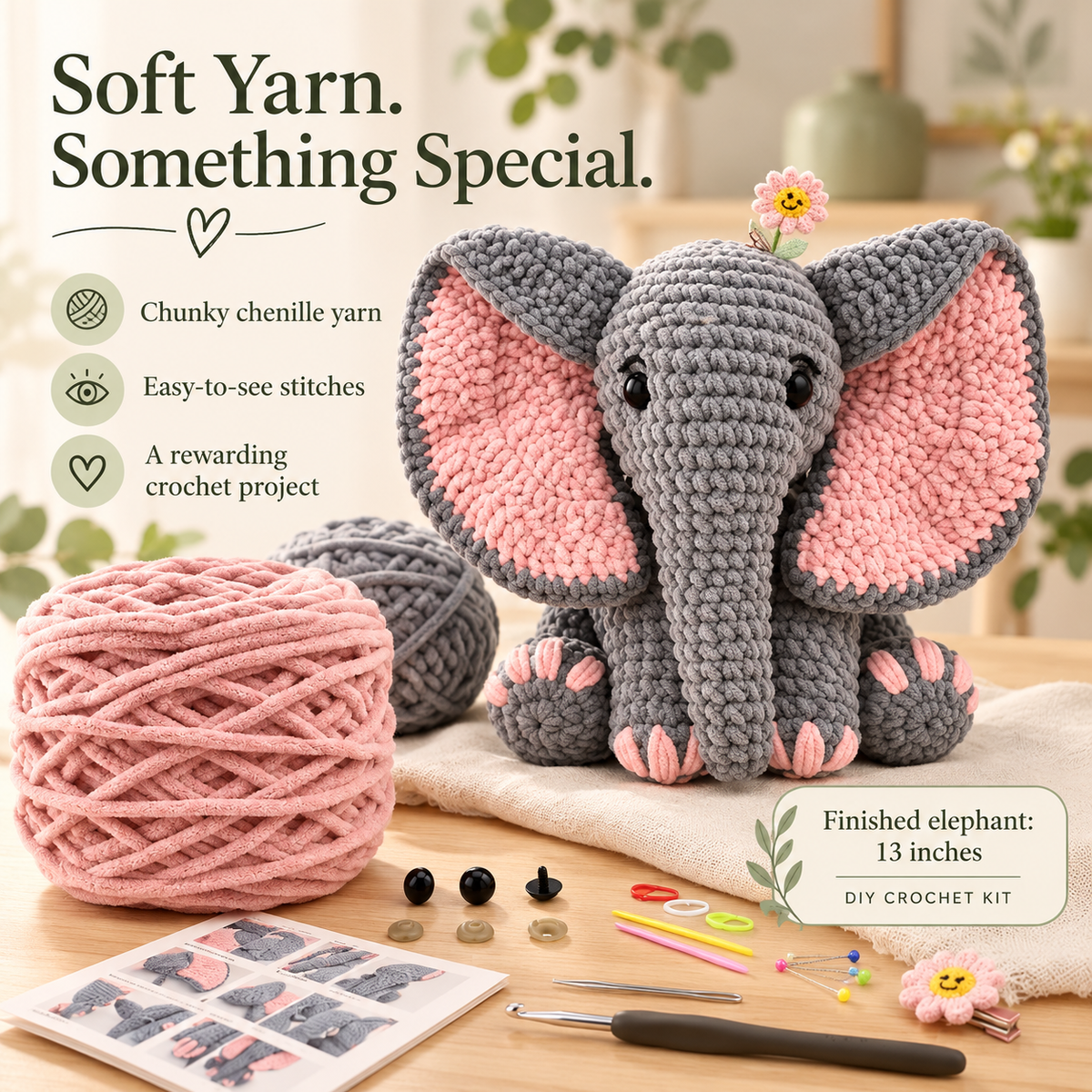CozyCraft Crochet Elephant Kit