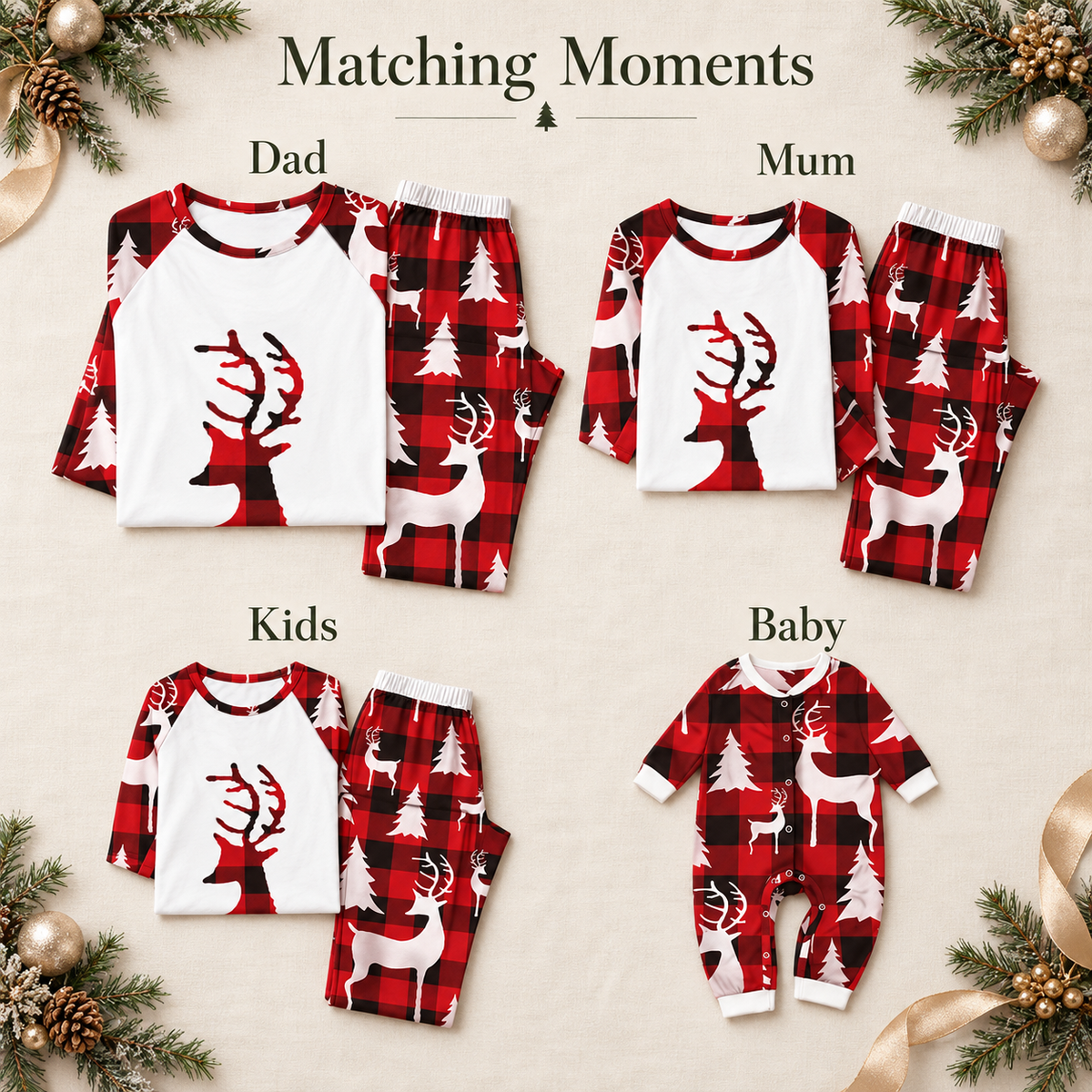Holiday Harmony Deer Print Matching Sleepwear