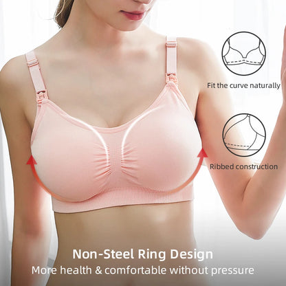 Plus Size Nursing Bra –Seamless Push-Up Maternity Bra for Breastfeeding