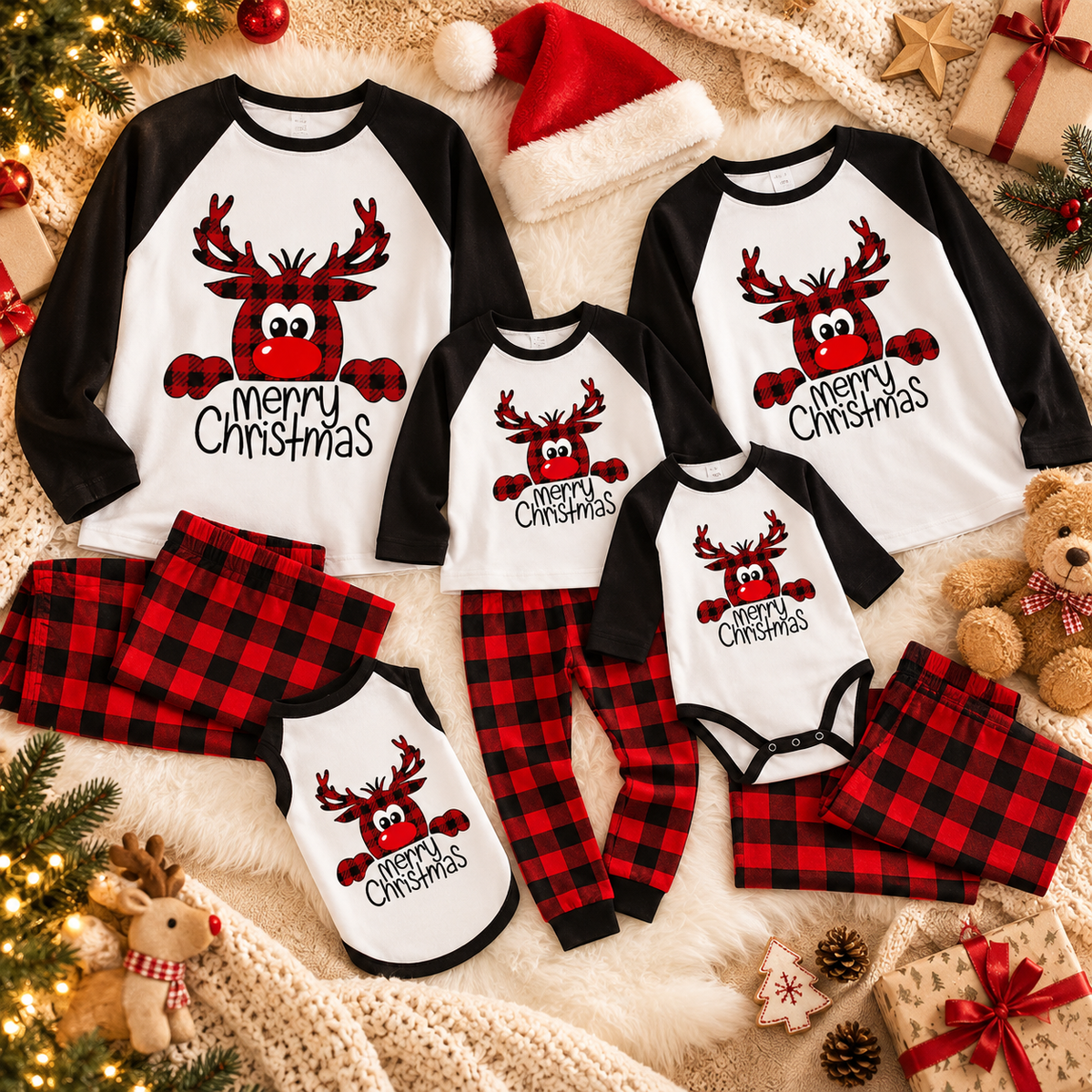 Reindeer Cozy Crew Matching Christmas Pajamas