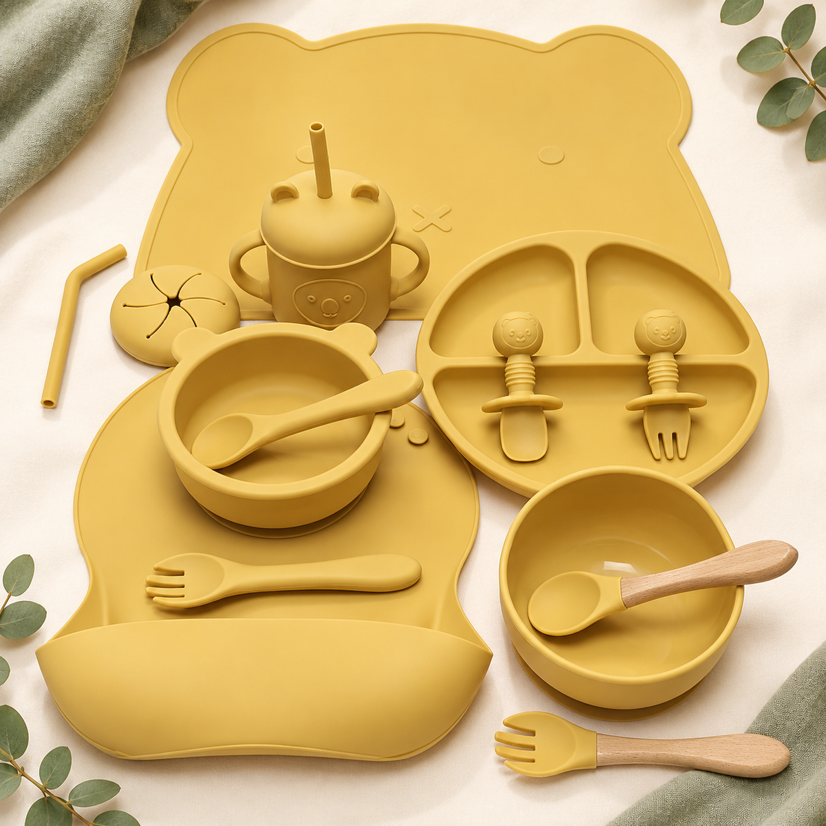Happy Bear Silicone Mealtime Set