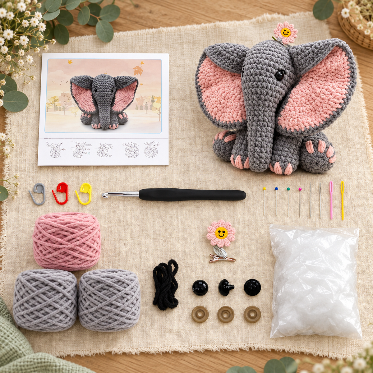 CozyCraft Crochet Elephant Kit