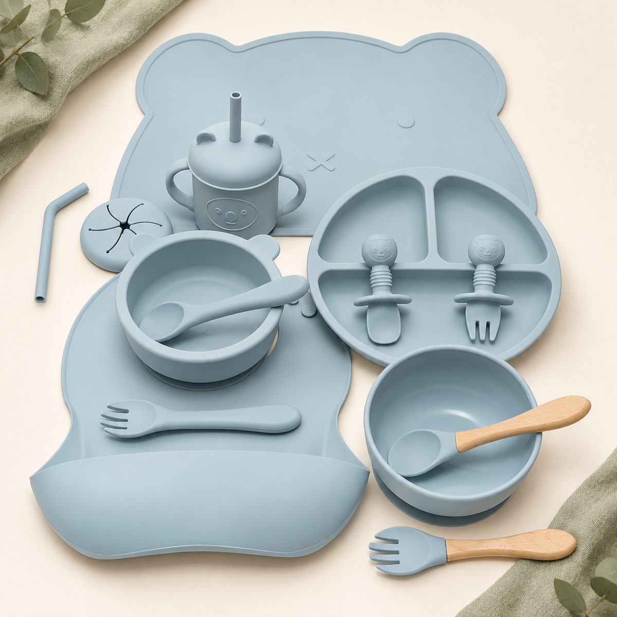 Happy Bear Silicone Mealtime Set