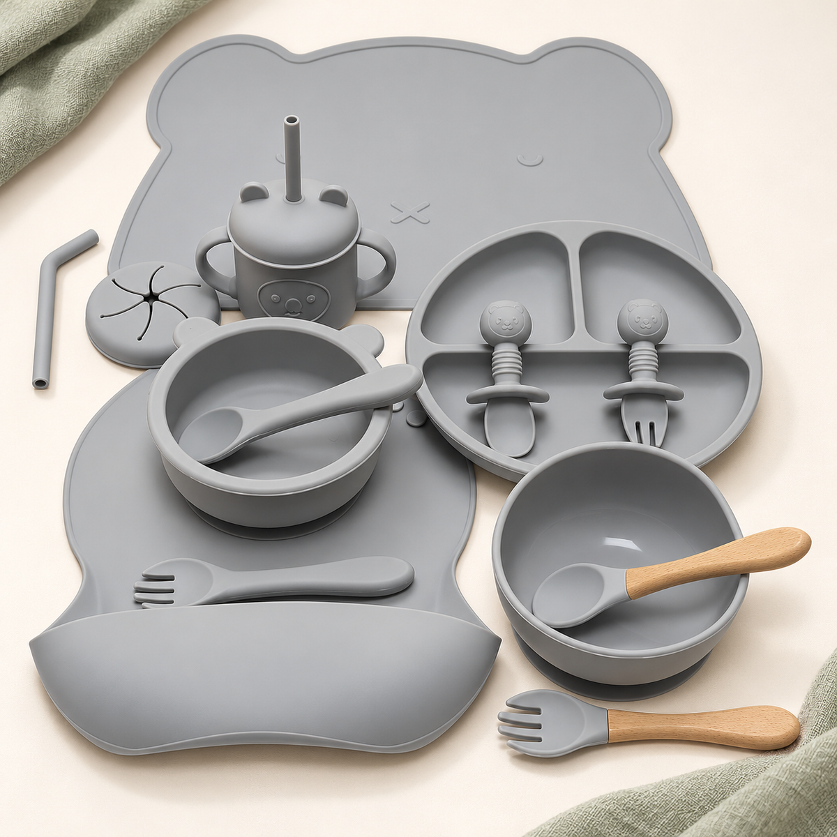 Happy Bear Silicone Mealtime Set