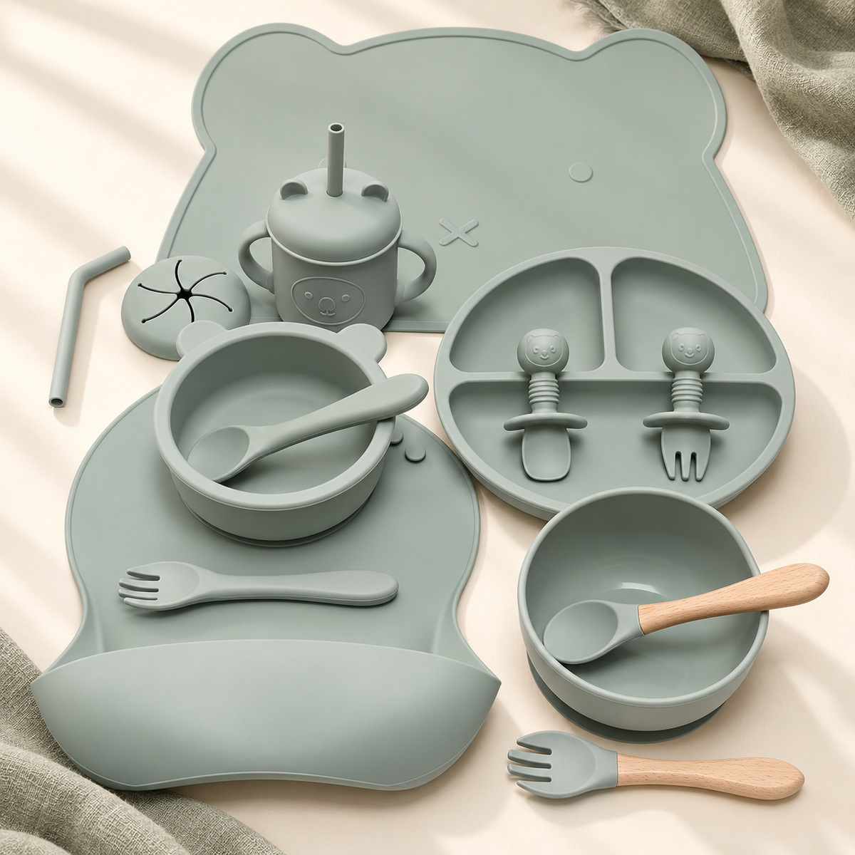 Happy Bear Silicone Mealtime Set