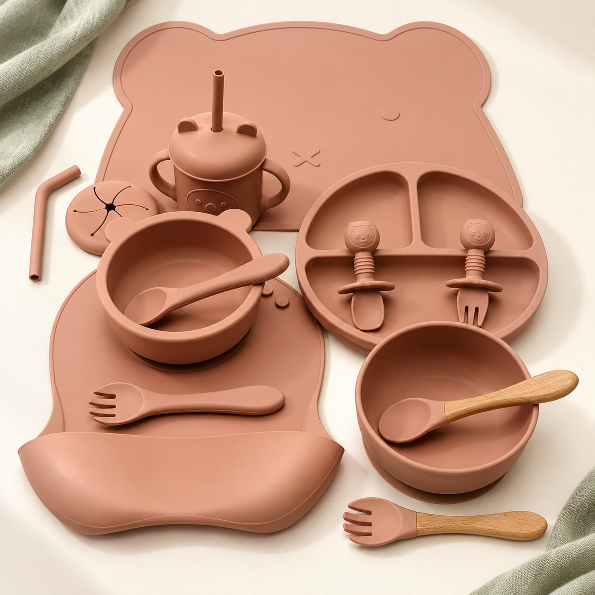 Happy Bear Silicone Mealtime Set