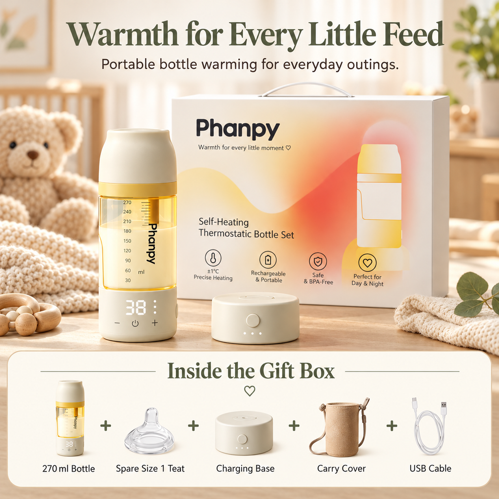 WarmNest Smart Self-Heating Baby Bottle