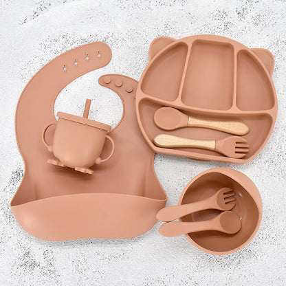 Infant Feeding Tableware Set – Divided Silicone Suction Plate & Baby Utensils