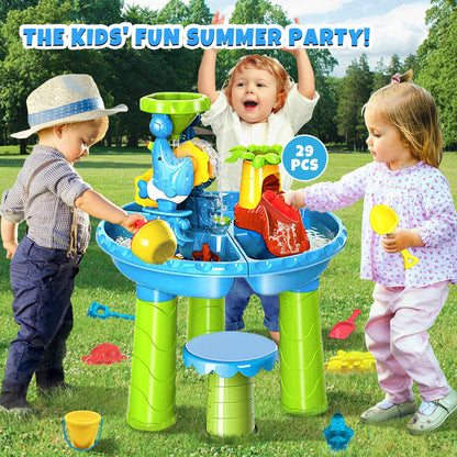 Multifunctional Children Water Sand Play Table with Wheels