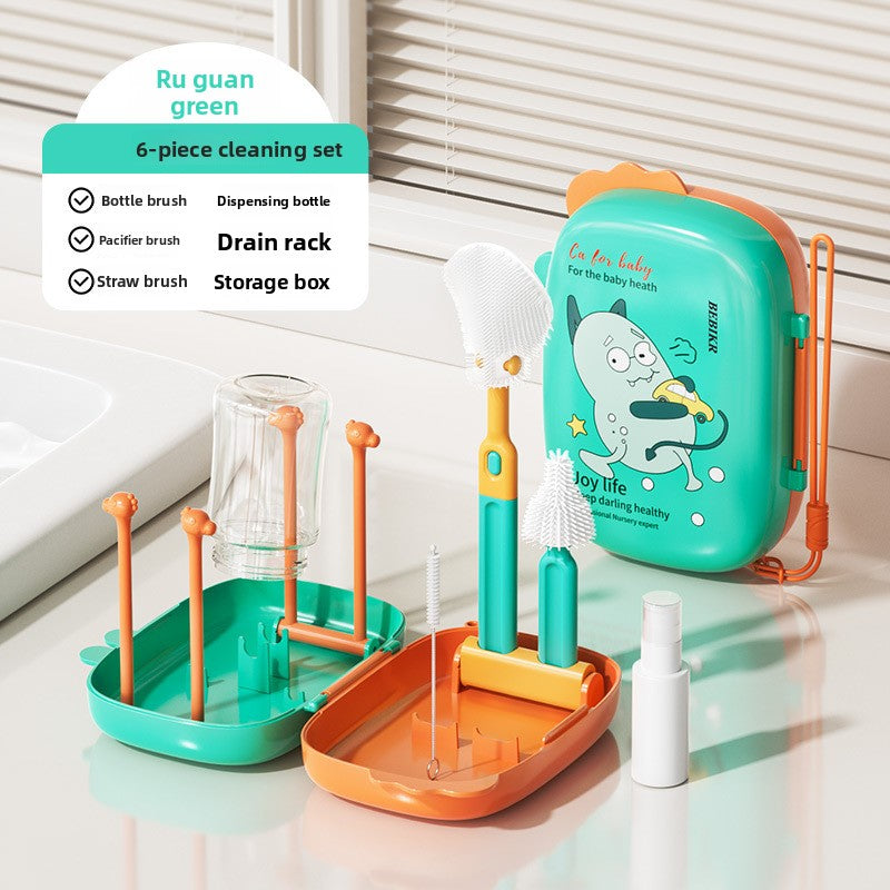 6-Piece Food-Grade Silicone Baby Bottle Cleaning Brush Set