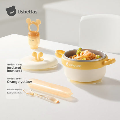 4-Layer Insulated Baby Feeding Bowl Set with Strong Suction Base