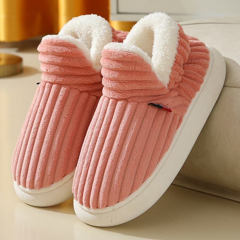 CozyStripe Winter Plush Slippers