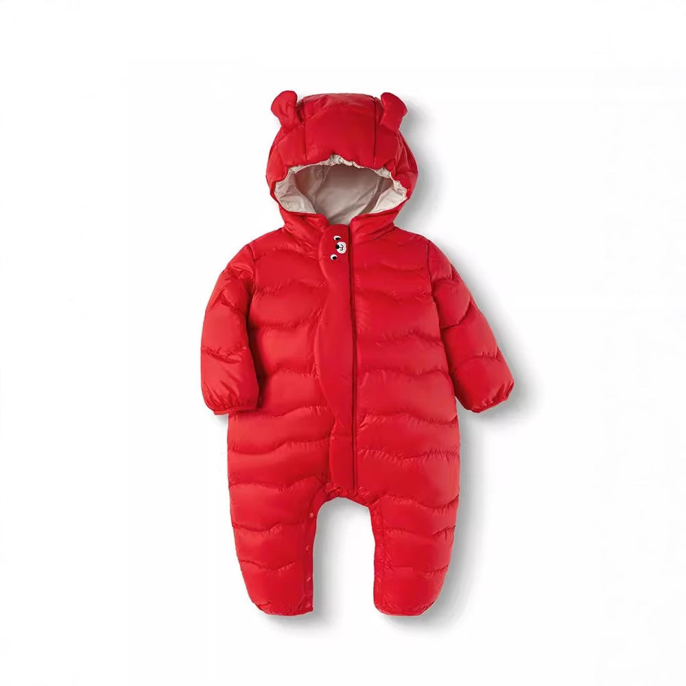 Class A White Duck Down Baby Snowsuit Hooded