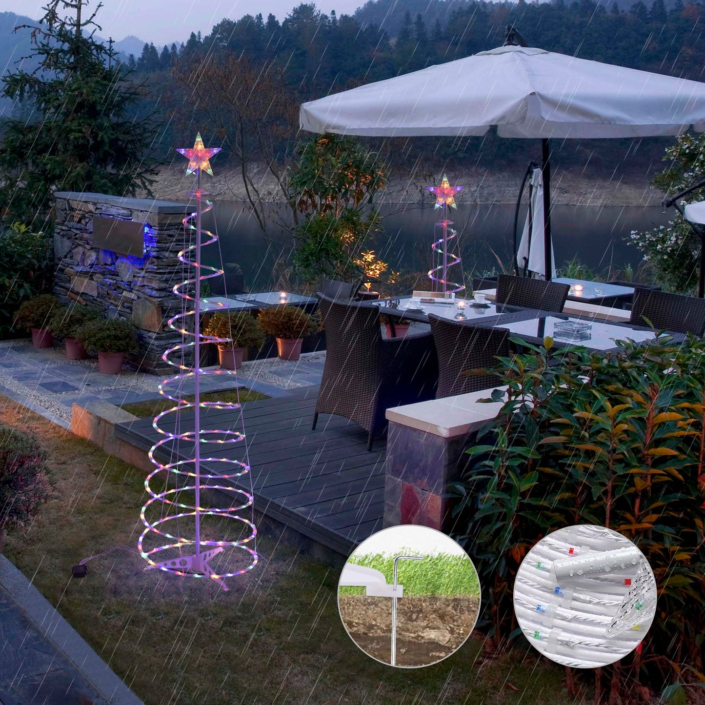 Dreamy Spiral Christmas Tree Lights – Foldable LED Holiday Display