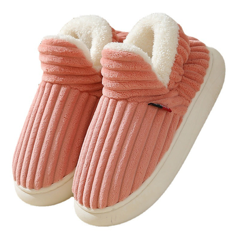 CozyStripe Winter Plush Slippers