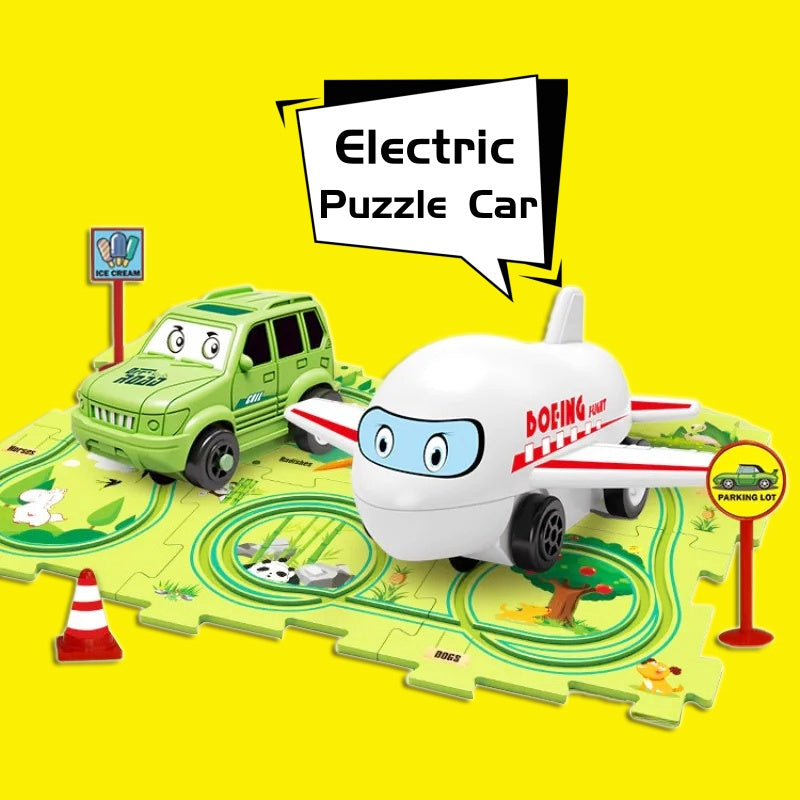 DIY Electric Puzzle Rail Car Set – Creative Track Building STEM Toy for Kids