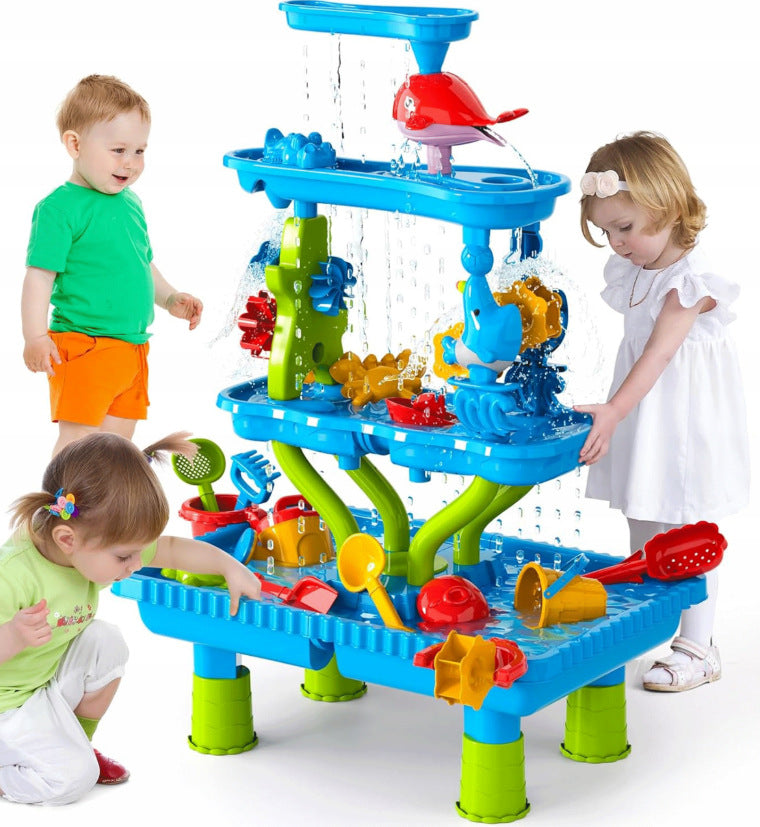 Multifunctional Children Water Sand Play Table with Wheels