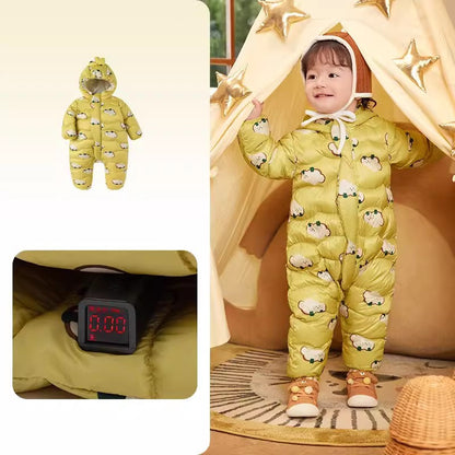 Class A White Duck Down Baby Snowsuit Hooded