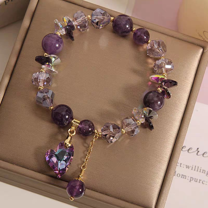 Purple Heart Crystal Elegant Natural Amethyst Jewelry