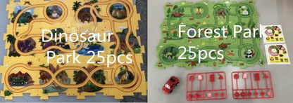 DIY Electric Puzzle Rail Car Set – Creative Track Building STEM Toy for Kids