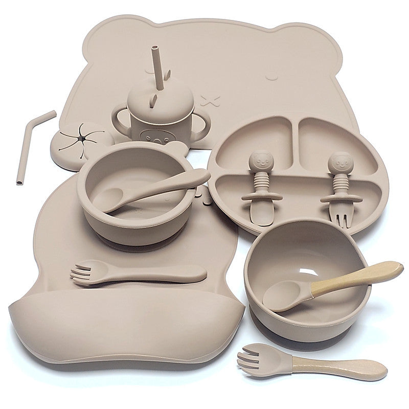 Silicone Suction Baby Feeding Set – Bear Design (8-Piece)