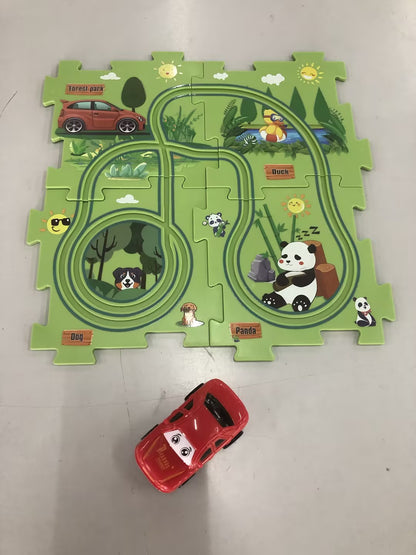 DIY Electric Puzzle Rail Car Set – Creative Track Building STEM Toy for Kids