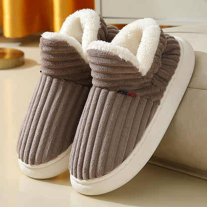 CozyStripe Winter Plush Slippers