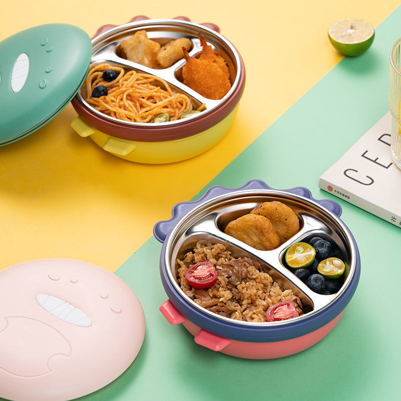 Dinosaur Insulated Compartment Baby Dinner Plate