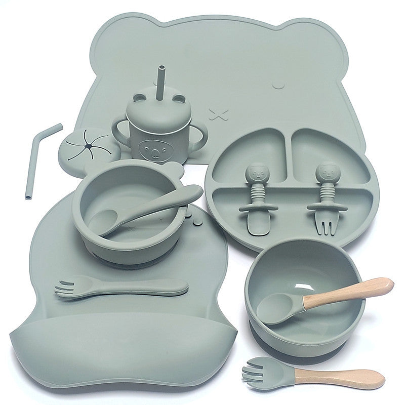 Silicone Suction Baby Feeding Set – Bear Design (8-Piece)