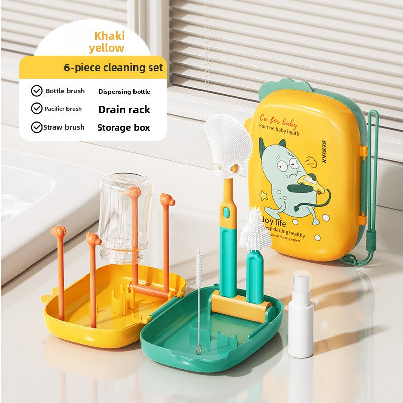 6-Piece Food-Grade Silicone Baby Bottle Cleaning Brush Set