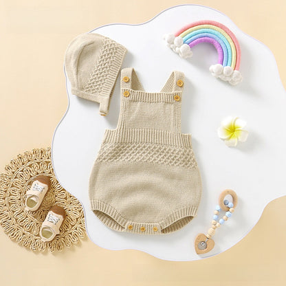 Baby Knitted Romper with Detachable Hood