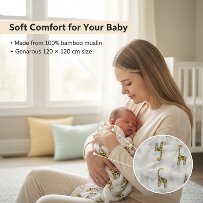 BambooHug Ultra-Soft Baby Muslin Swaddle Blanket
