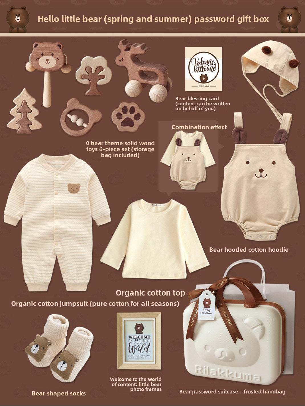 Organic Cotton Bear Baby Gift Set