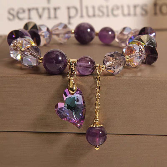 Purple Heart Crystal Elegant Natural Amethyst Jewelry