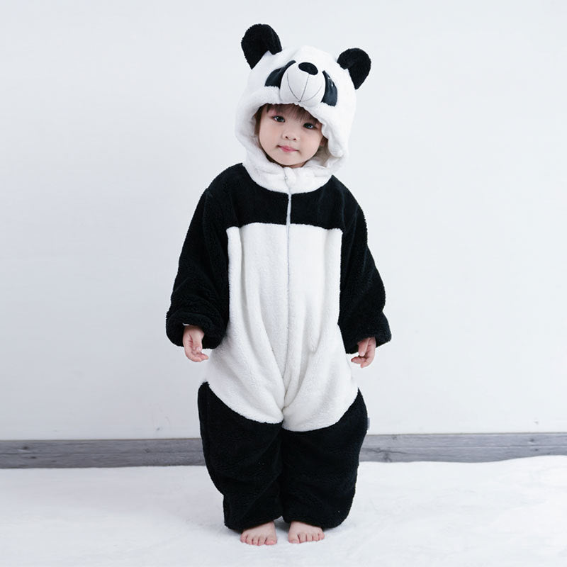 Baby Cartoon Hooded Flannel Jumpsuit