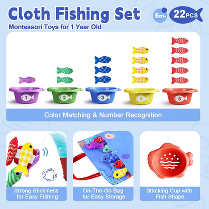 Montessori Fabric Fishing Toy Set (2-in-1 Play Mat)