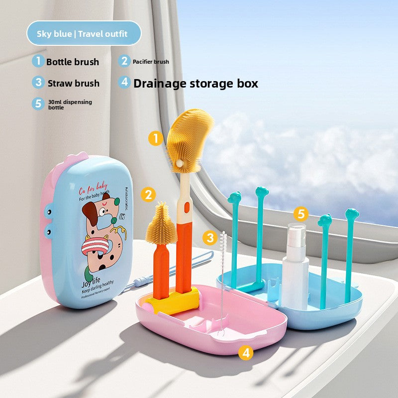 6-Piece Food-Grade Silicone Baby Bottle Cleaning Brush Set