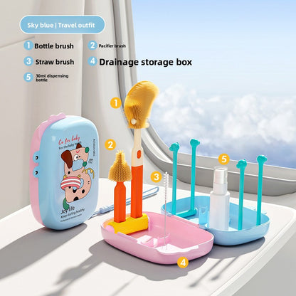 6-Piece Food-Grade Silicone Baby Bottle Cleaning Brush Set